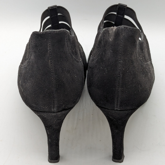 Paul Green Size 5.5 Black Elastic Suede Cage Heels - Picture 8 of 8